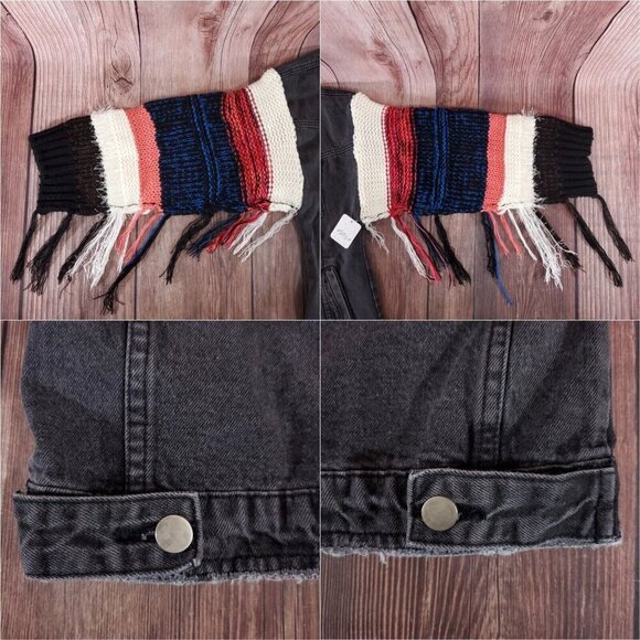 Free People Wren + Glory Womens Size Medium Yellowstone Knitter Denim Jacket - Picture 8 of 12